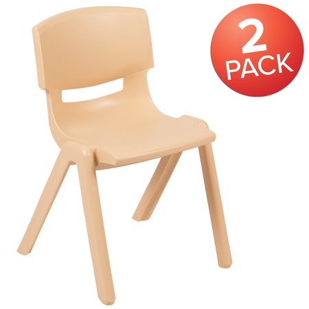 FLASH FURNITURE Natural Plastic Stackable School Chair with 13.25" Seat Height, PK2 2-YU-YCX-004-NAT-GG